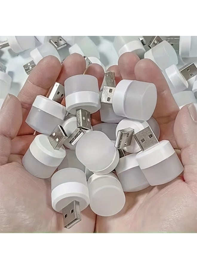 aeen 10 Pieces USB White Night Lights – Mini LED Bulbs, Portable Ambient Decorative Lighting for Christmas, Halloween, Camping, Reading & Tabletop Use - Image 2